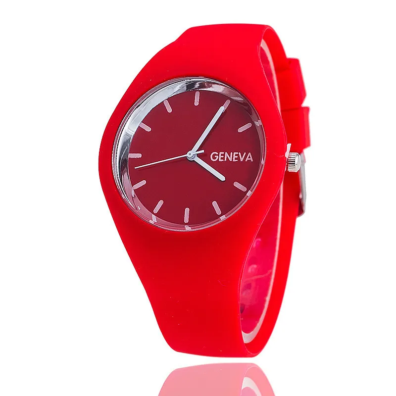 Montre homme femme couleur crème Ultra-mince mode cadeau bracelet en Silicone montre de loisirs genève Sport montre-bracelet femmes gelée montres