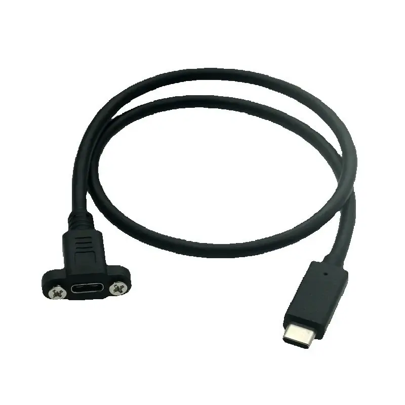USB Type c Male to Female Extension Cable with Panel Mount Screw USB C female to USBc Male extending Wire Extender Data Cord