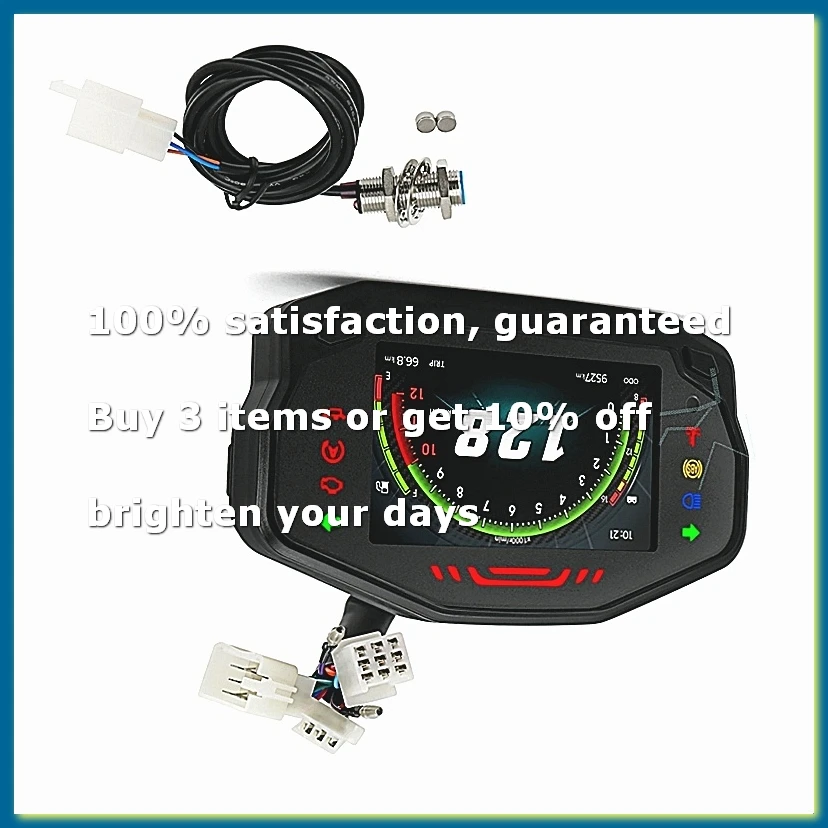 AD Universal Motorcycle Dashboard Tachometer LCD Digital 12000rpm Speedometer for 2-4 Cylinders Odometer