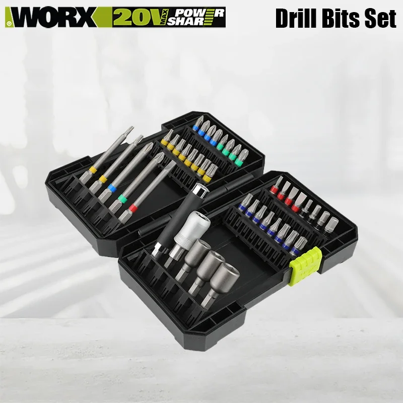 Worx Drill Bits Set WA1149 42Pcs with Phillips Hexagon Torx Extend Rod Twist Sleeve Hole Bit for Woodworking and Metalworking