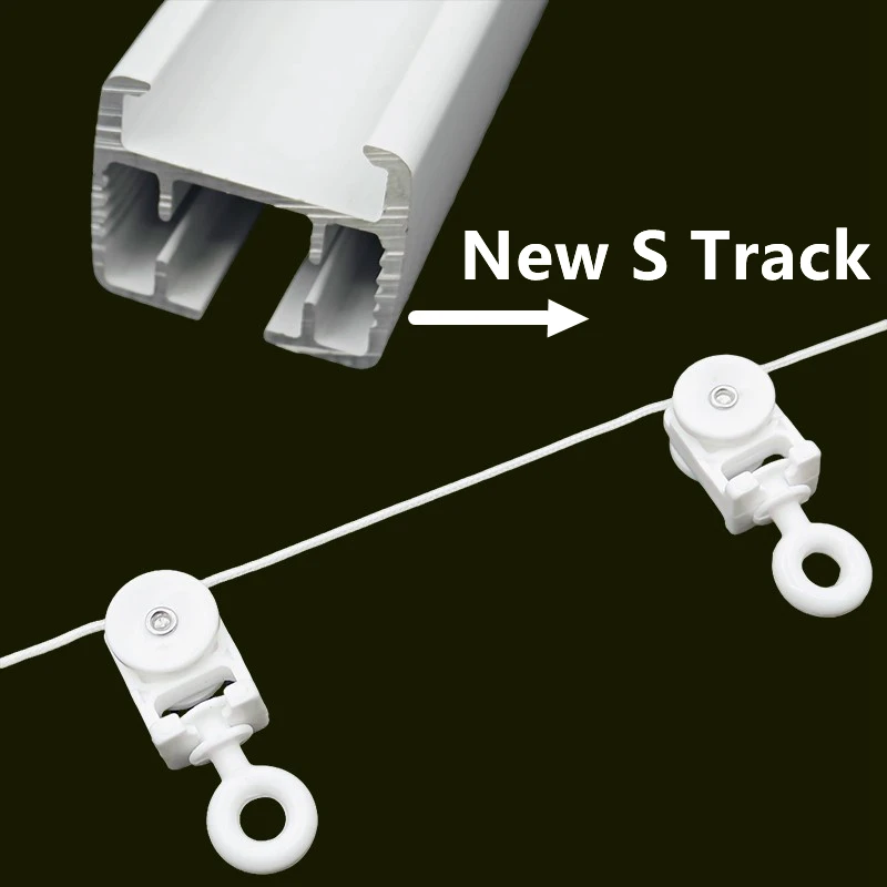 High Quality Ripple Fold Curtain Track Runner Motorized S-wave Curtain Rails Runner For Windows