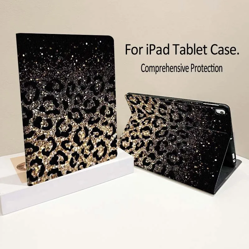 

Leopard Pattern Gold Glitter For iPad Pro Air mini 7 6 5 4 11th 10th 7th 6th 5th 13 12.9 11 10.9 10.5 10.2 Inch Tablet Case