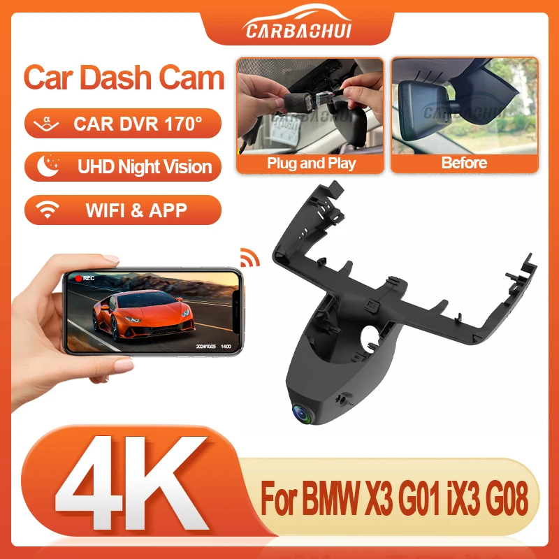 

Для BMW X3 G01 iX3 G08 2017-2025 HD 4K 2160P WIFI Plug and play Автомобильный видеорегистратор Видеорегистратор Видеорегистратор Видеорегистратор Камера ночного видения