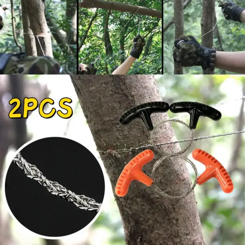 

2PCS Portable Stainless Steel Wire Saw With Finger Handle Outdoor Camping Hiking Pocket Manual Cutting Chain Saws Survive Tool