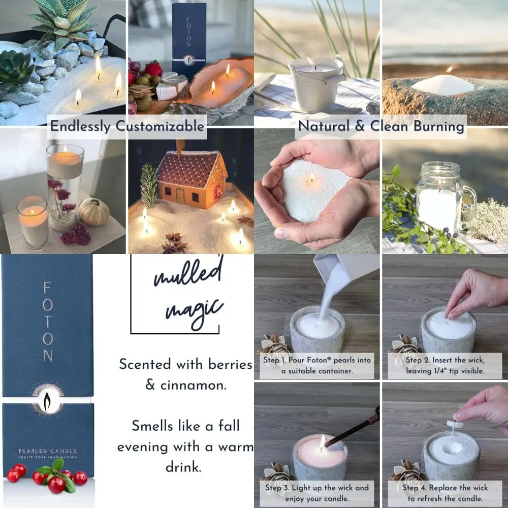 شموع مسحوقية معطرة فاخرة من Mulled Magic Fall، حرق 120 ساعة، قابلة لإعادة الملء مع 30 فتيل، عبوة من قطعتين 18 أونصة #1