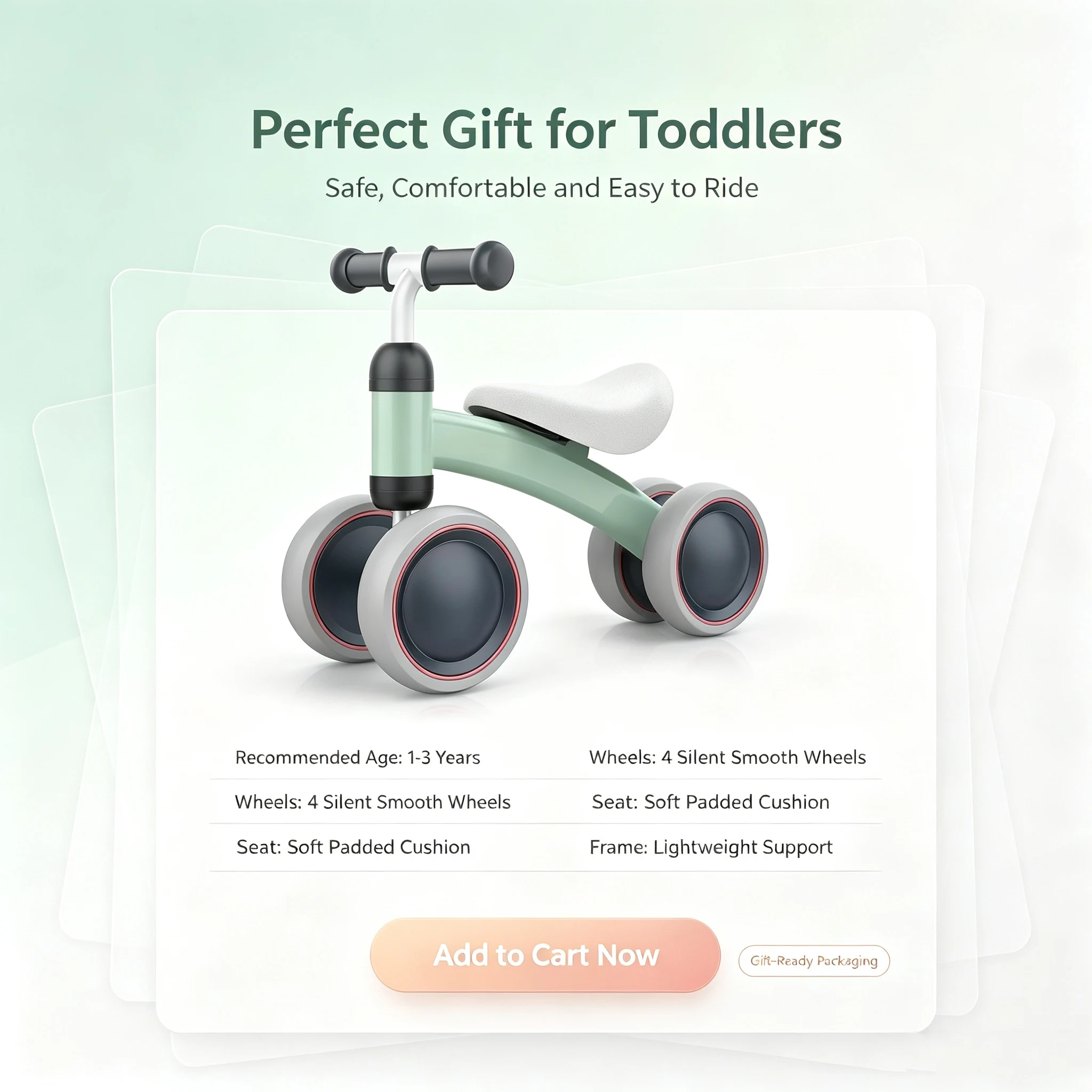 Baby Balance Bike No Pedal Walking Training Bike Comfort Seat Anti-slip Silent Wheels Toddler First Birthday Gift for 1-3 Years view 3