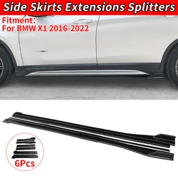 For BMW X1 F48 2016-2022 Car Carbon Fiber Look Side Skirt Splitter Spoiler Lip Rocker Panel Extensions Body Kit Winglet Lip