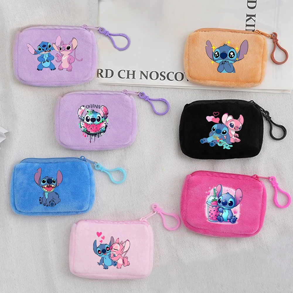 Lilo Stitch Solid Plush Coin Purse Women's Cute Wallet Card Bag Keychain Minimalist Coin Bag Wallets for Kid Gift Pouch