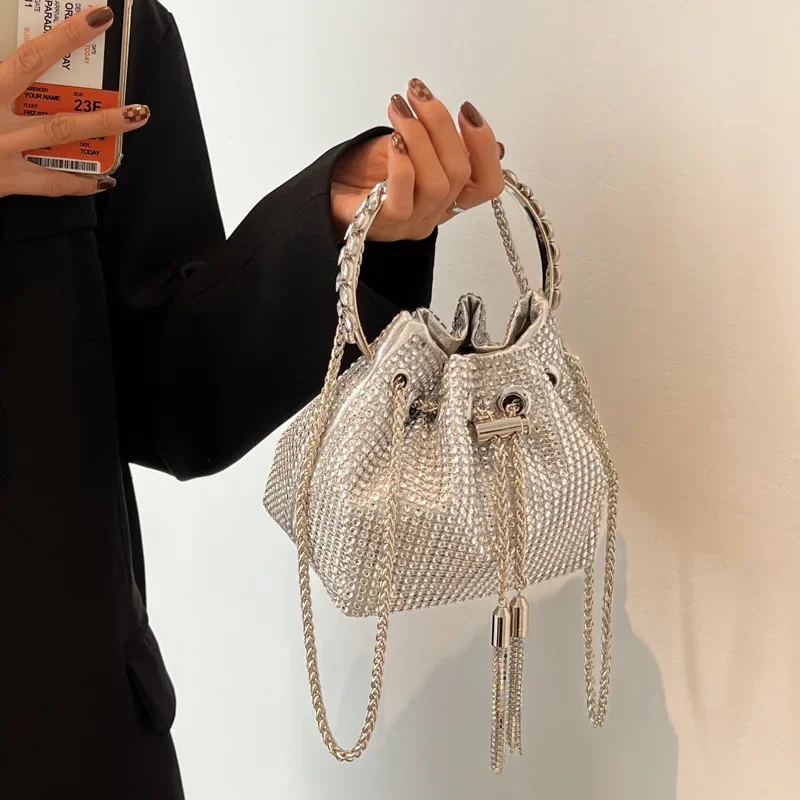 Purses and Handbags Bags for Women Luxury Designer Bucket Clutch Purse Evening Banquet Bag Crystal Rhinestone Shoulder Bag