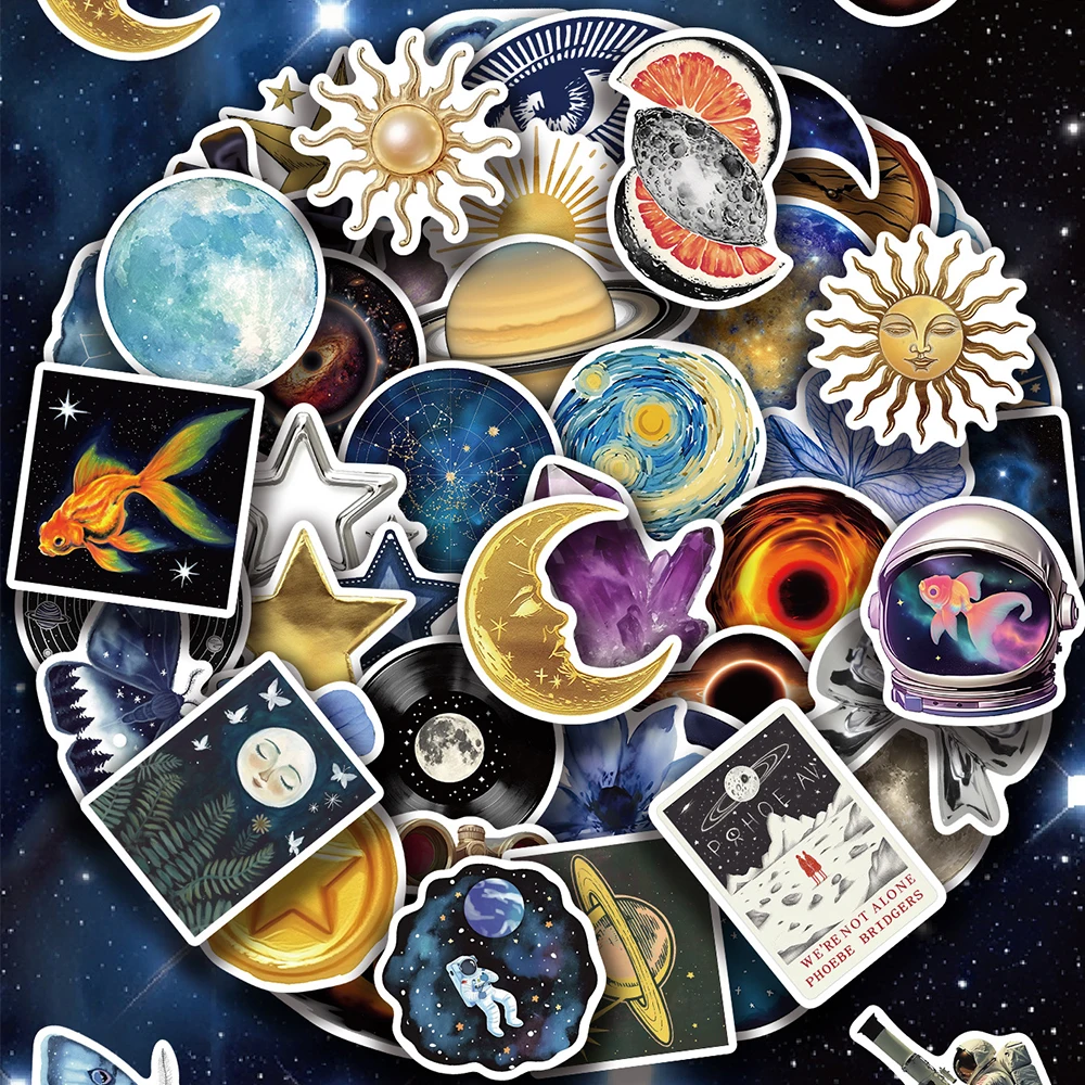10/30/50pcs Astronomy Universe Cartoon Stickers Galaxy Planet Graffiti Decals for Suitcase Helmet Laptop Cool Waterproof Sticker