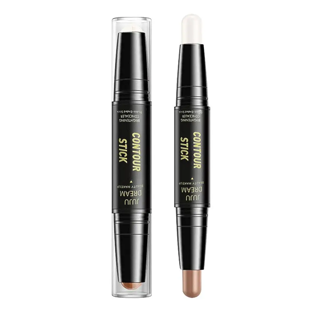 2 in 1 Double Head Highlighter Face Contouring Bronzers Highlighters Concealer Contour Makeup Pen Stick Corrector Concealer W0B8