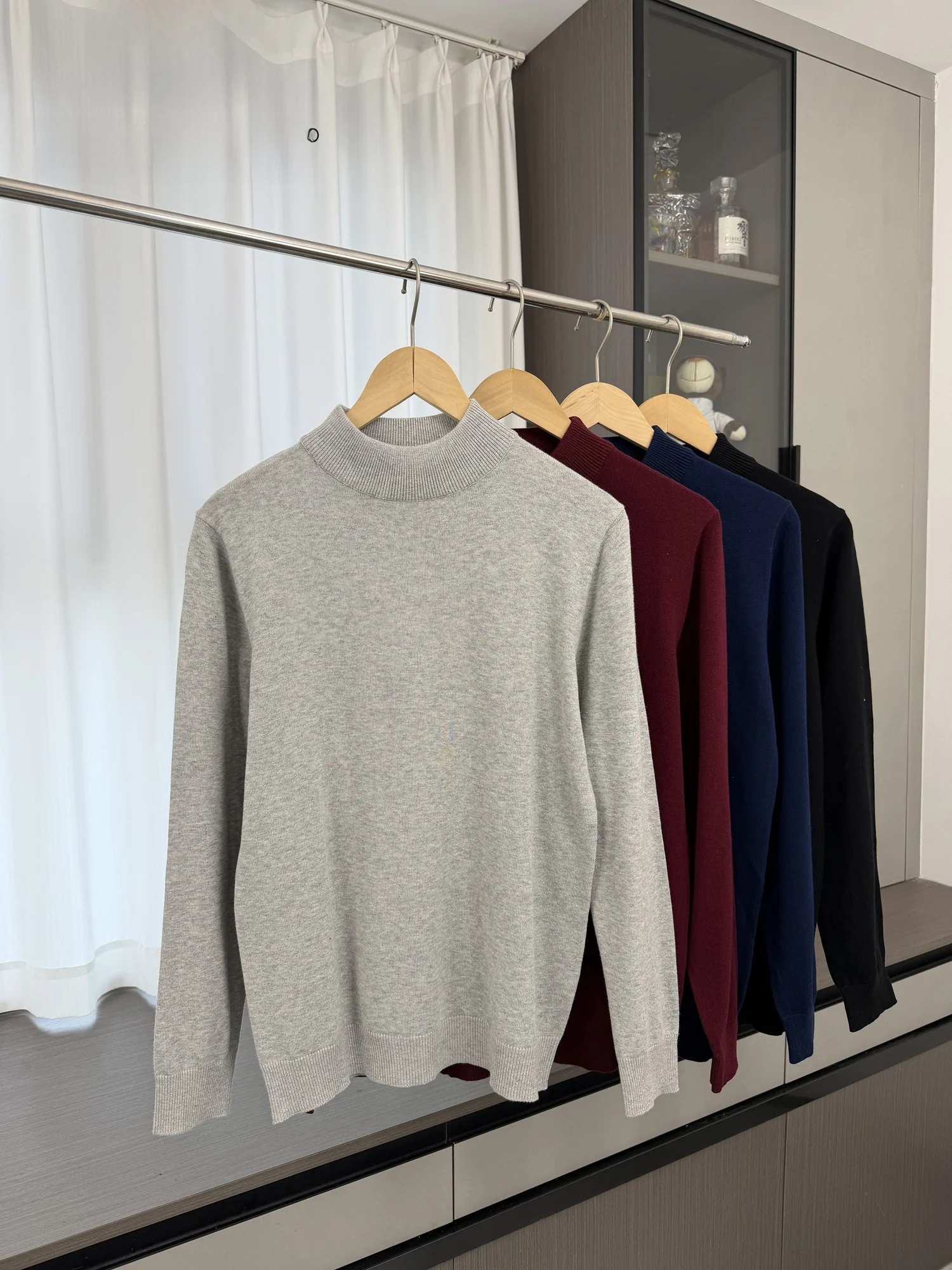 

Soft Cotton Knit Sweater Men's Full Zipper Color Comfortable Warm Winter Pullover High Ne T-irt Casual Streetwear