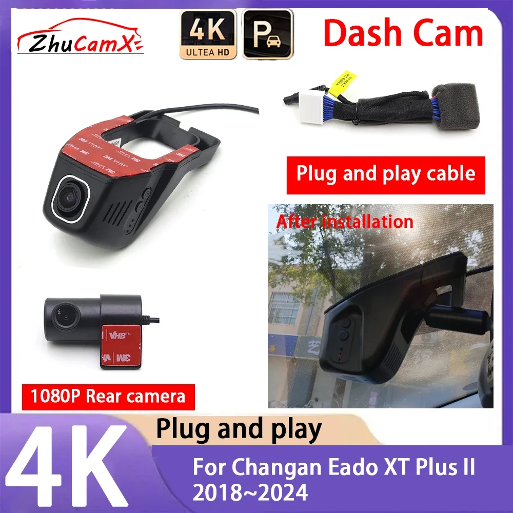 

ZhuCamX 4K 2160P Car Camera Plug and Play UHD Dash Cam Night Vision for Changan Eado XT Plus II 2018~2024