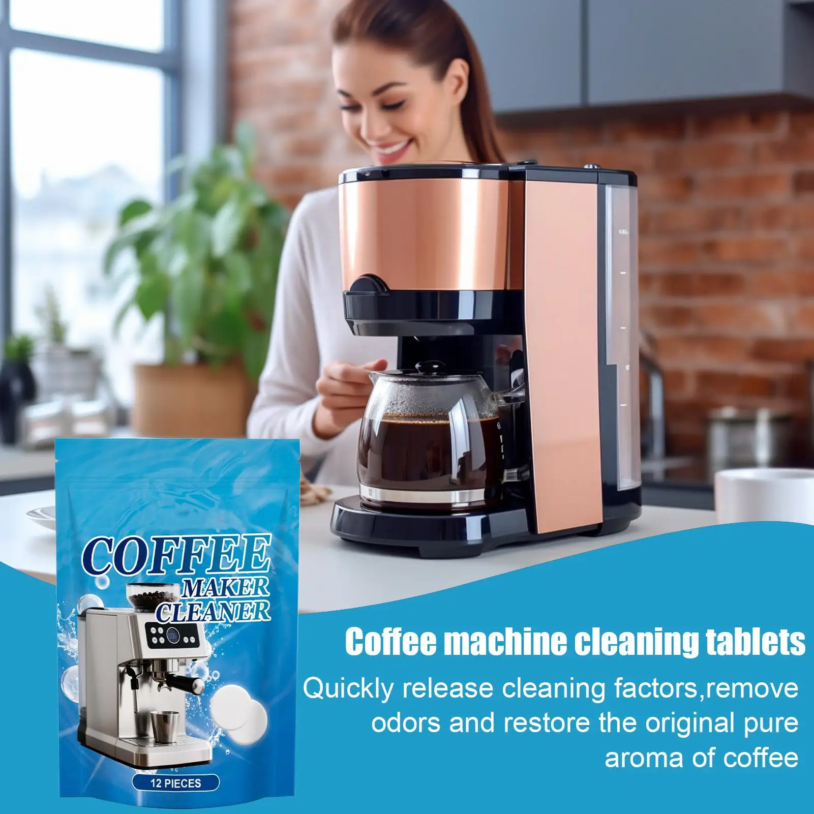 Coffee Maker Cleaner Coffee Pot Cleaner And Descaler 12-Count Brewer Maintenance Accessories For Kitchen Home Bar Apartment