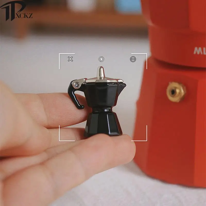 Dollhouse Miniature Coffee Pot Metal Kettle Coffee Maker Toy Model Coffee Appliance Kitchen Home Model Decoration Toy Dollhouse