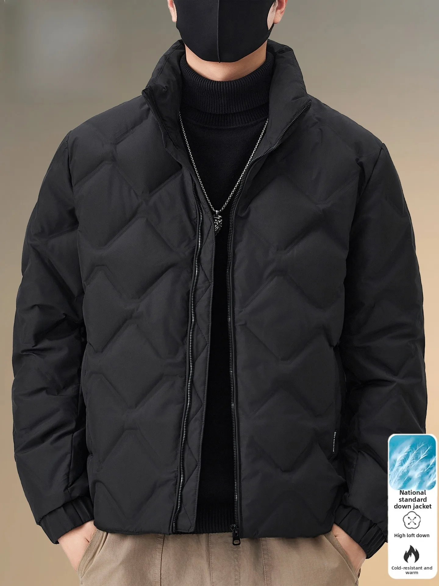 

Pierre Cardin Men's Casual down Jaet Du down Stand Collar Workwear Coat Warm Outdoor Long Sve Zipper Closure Regular Fit