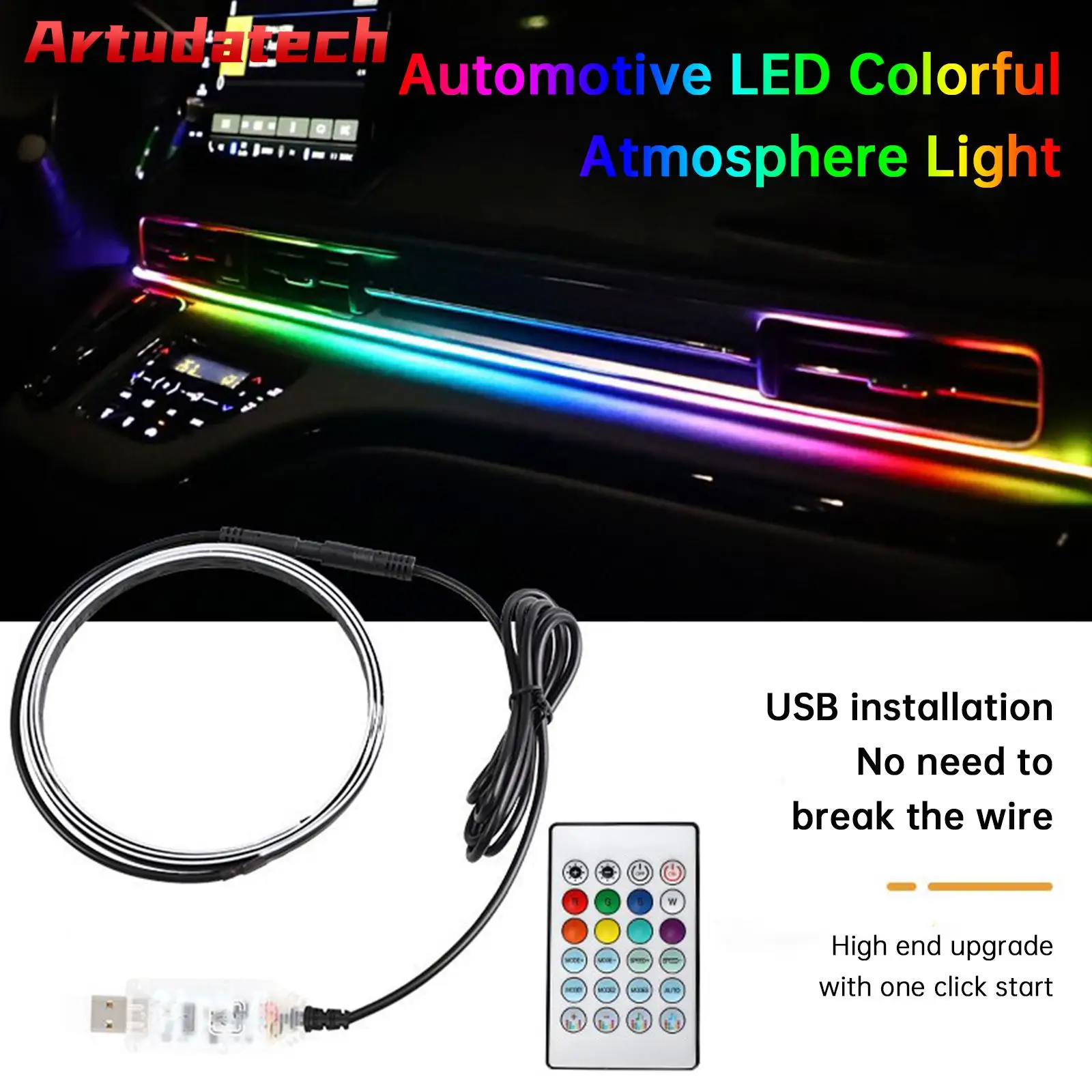 

Artudatech Central Control Ambient Interior Colorful LED Flowing Decorative Light 110cm+35cm