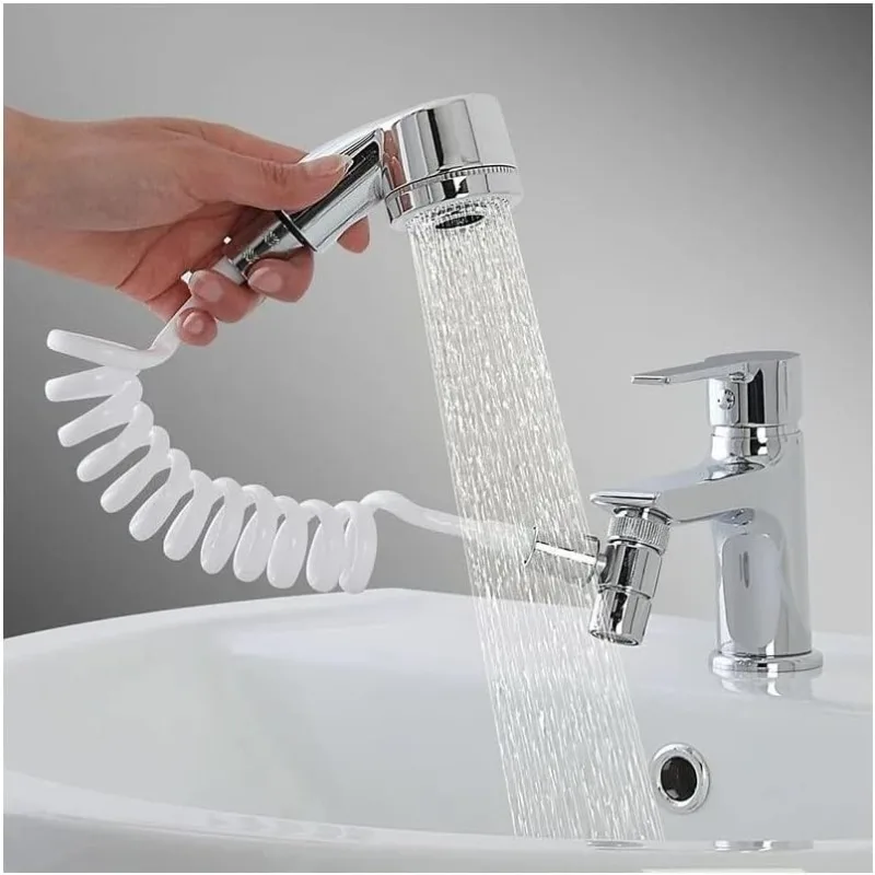 Universal Handheld Shower Head Sink Sprayer Self Adhesive No Drilling Kitchen Bathroom Bidet Hand Sprayer with Hose
