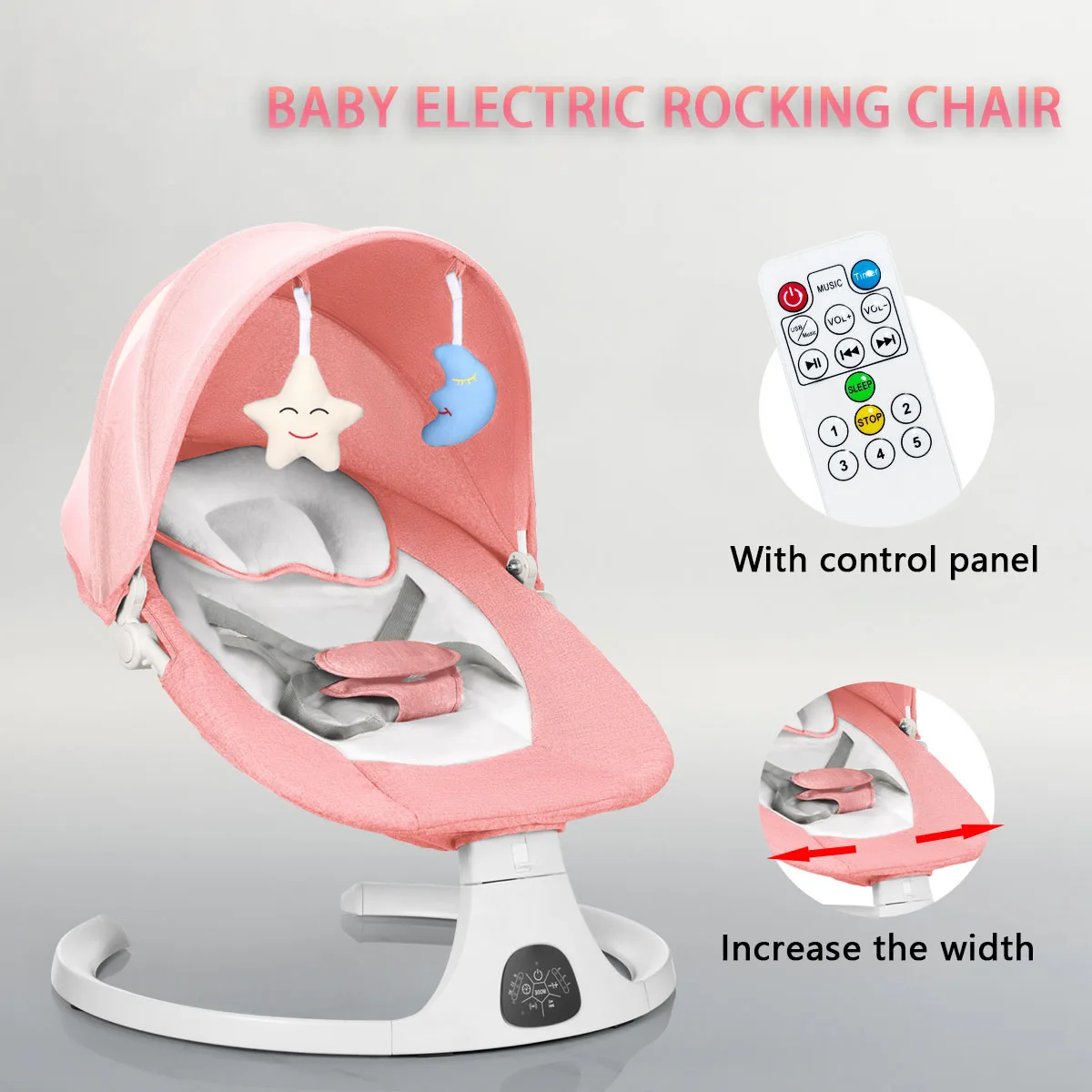 

【DEAREST】Pink Baby Electric Rocker Swing with Music Tray Toys Net 3 Position Seat 5 Speed Adjustable Safe Design