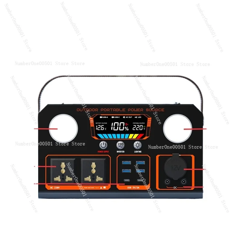 Mobile Outdoor Power Supply 700W 220V, Large Capacity, Portable Live Streaming with Socket, Computer, Battery