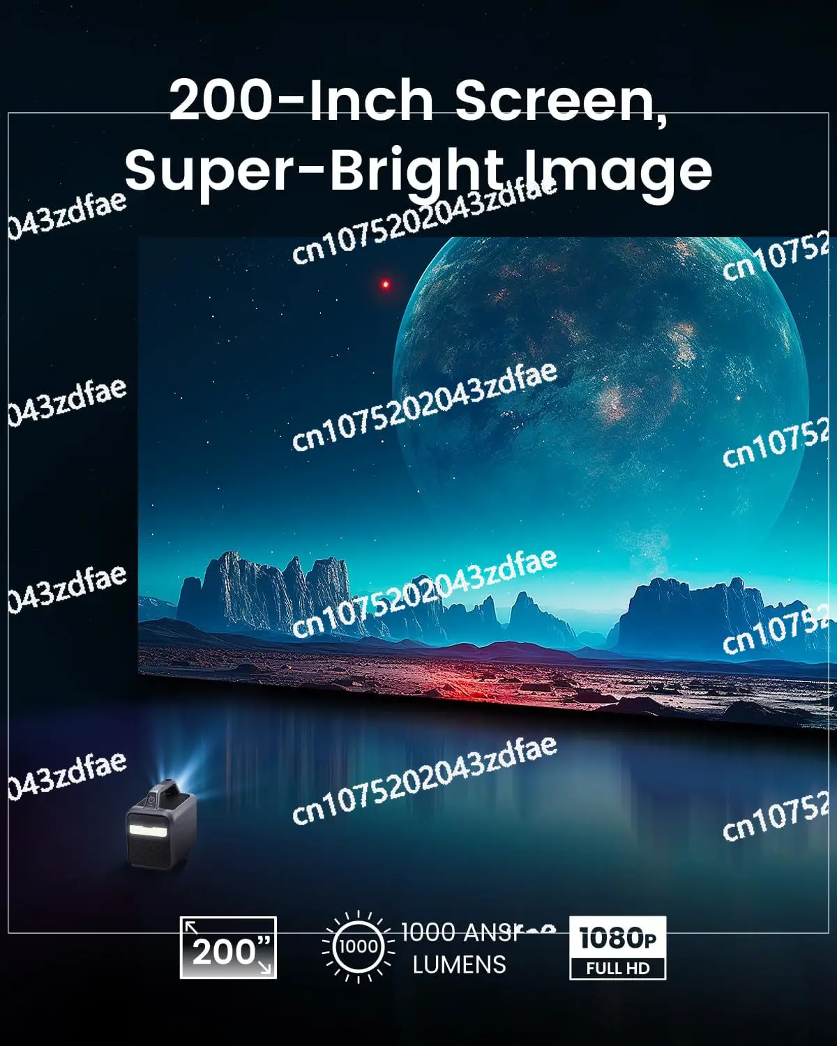 NEBULA Mars 3 Outdoor Portable Projector, 1000 ANSI Lumens, AI-Powered Image, Built-In Battery with 5 Hour Playtime,