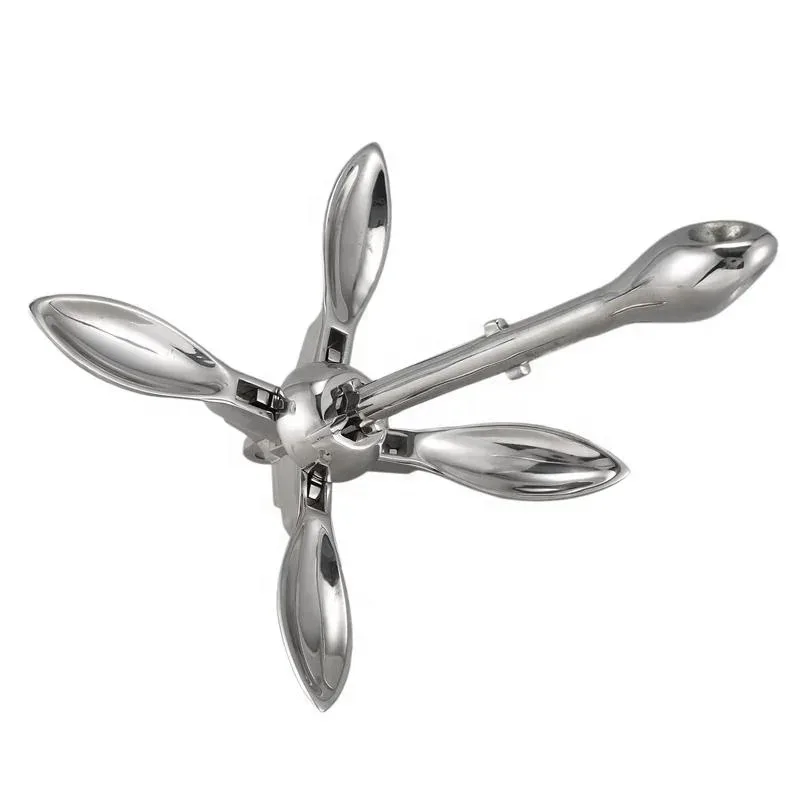 Top Quality Marine Hardware Accessories 316 Stainless Steel 12kg Grapnel Anchor High Polished Folding Boat Anchor