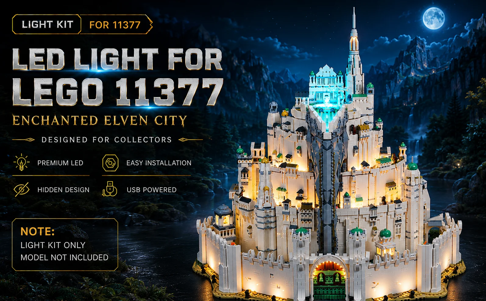 HPROSPER Remote control LED Light (No Model) For LEGO 11377 Icons The Lord of the Rings: Minas Tirith Decorative Lights