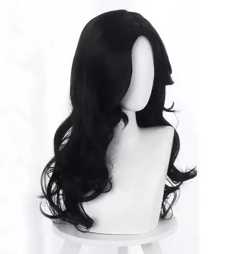 Synthetic Wig Halloween The Witch Yennefer of Vengerberg Long Black Wavy Wig Women Role Play Black Hair Cosplay Wavy Wig