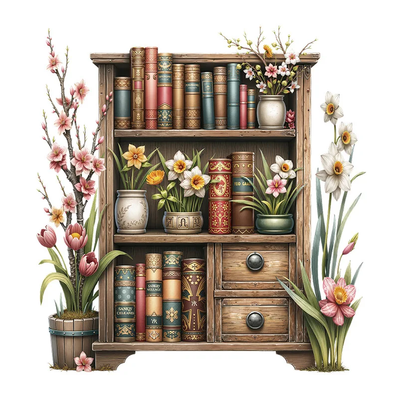 Plant Flower Stand Potted Plant Decoration Wallpaper Bedroom Kitchen Bookshelf Effect Wall Sticker Self-adhesive Removable