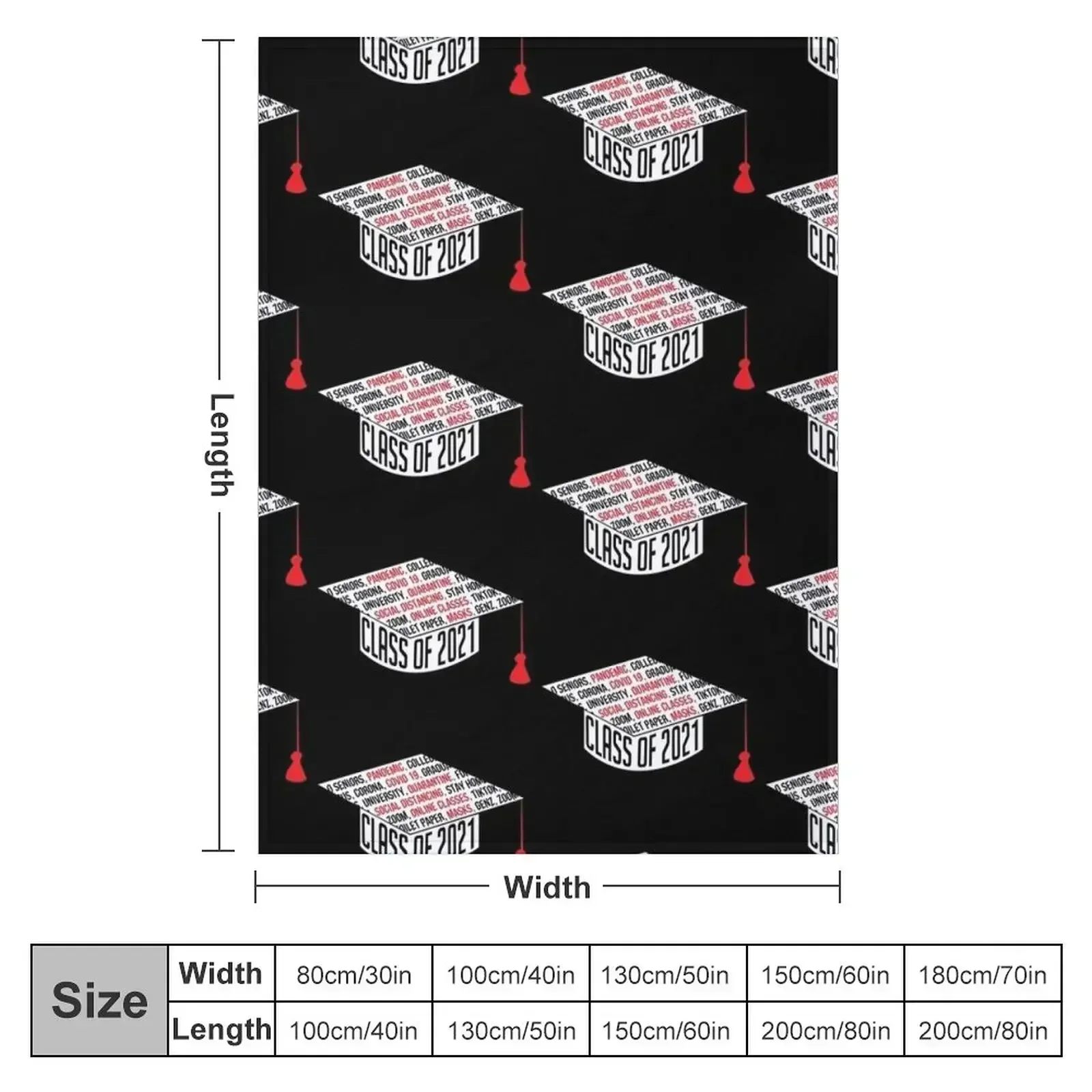 Class of 2021 Graduation Cap Typography Black Throw Blanket anime Plaid Large Sofa Quilt Blankets