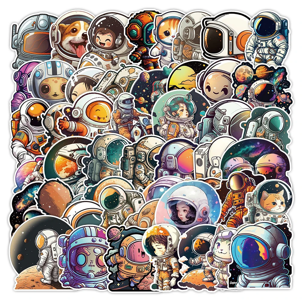 

10/30/50pcs Cute Astronaut Cartoon Stickers Outer Space Decals DIY Notebook Stationery Laptop Retro Graffiti Stickers for Kids