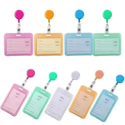 Retractable Pull Badge Holder Work ID Card Bus Card Holder Credit Cards Protector Transparent Card Cover Student Card Sleeves