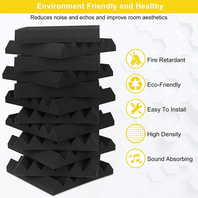 24Pcs Foam Sound Panels 2 Inchx12 Inchx12 Inch,Fast Rebound High Density Panels, Sound Absorbing Panel For Studio&Home