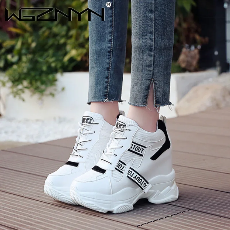 Hot Sales Trendy Shoes Women High Top Sneakers Women Platform Ankle Boots Basket Femme Chaussures Femmes Height Increase Sneaker