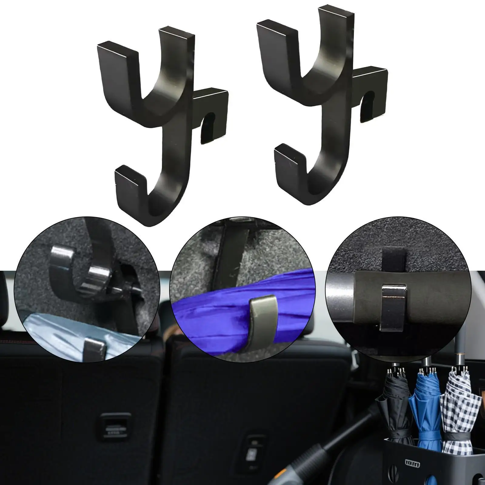 Car Umbrella Hooks Versatile Design Headrest Post Clips Stable Storage for Purses Coats and Bags