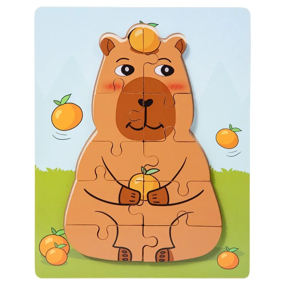Capybala Wooden Puzzle Wooden Material Tangram Shape Animals Puzzle Game Educational Function Cartoon Design