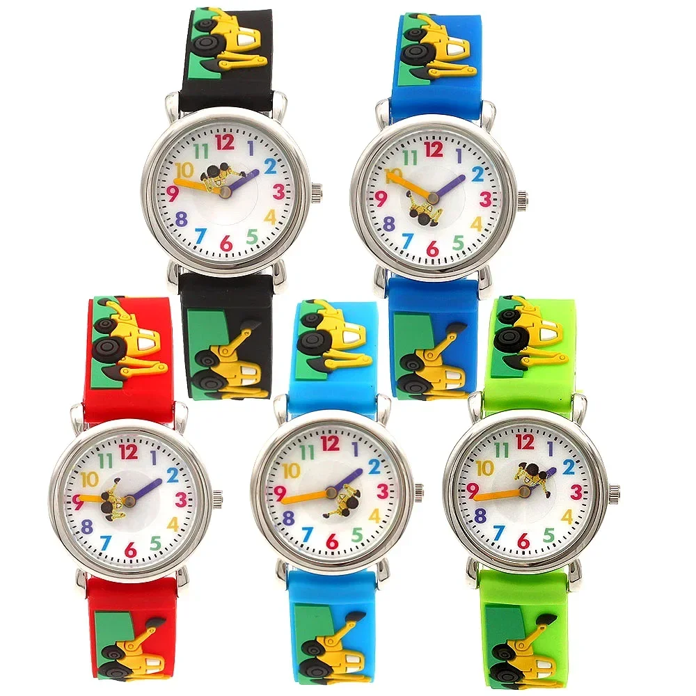 5Pcs Quartz Wristwatch for Boys And Girls with Silicone Strap Kids Students Toy Watch