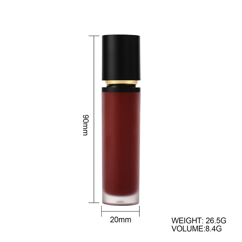Private Label Lip Gloss Custom Logo Matte Lips Glaze Glossy Non-stick Pigment Makeup Wholesale Black Lid Shrink Round Tube