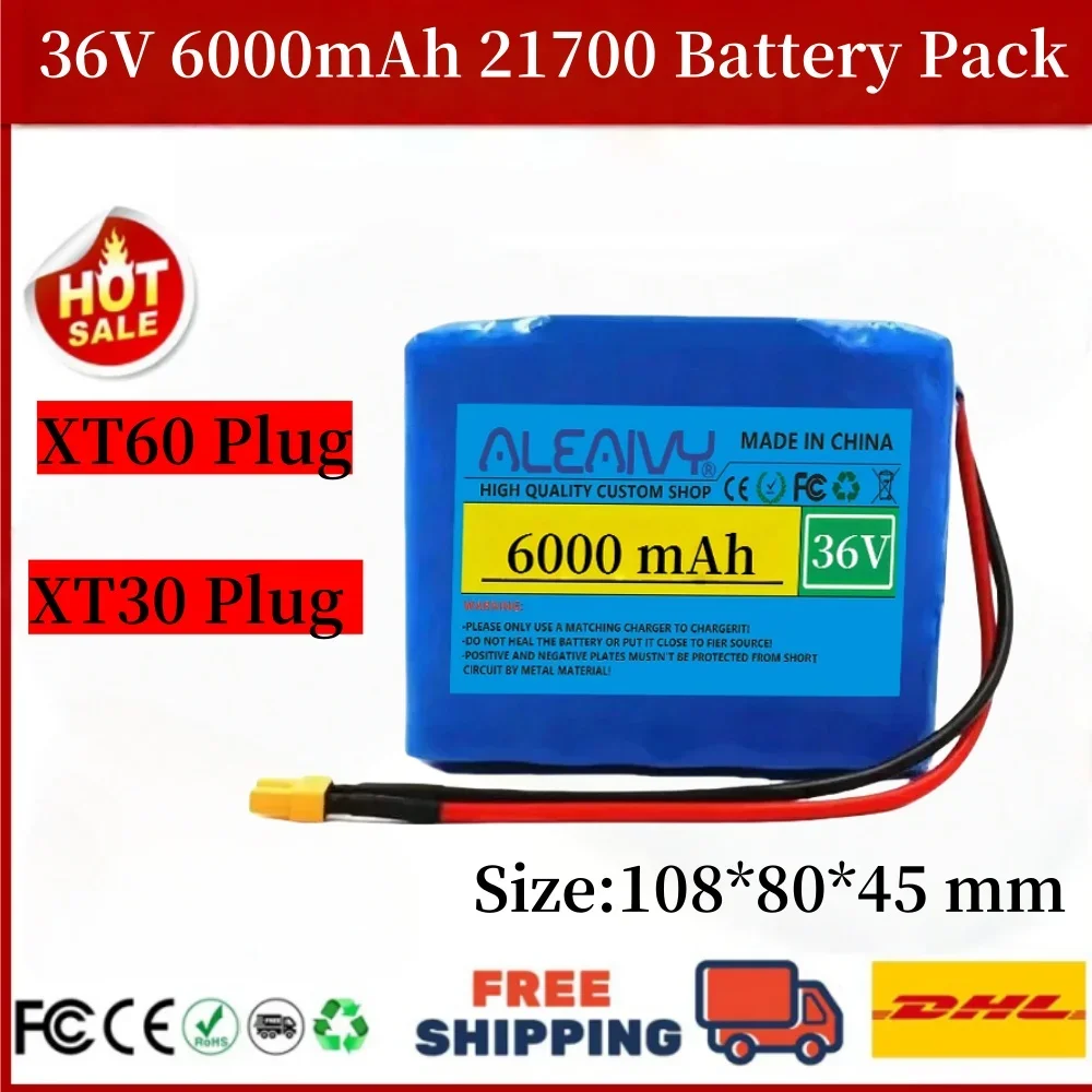 

For M365 MIJIA Pro Scooter 36V 6000mAh 10S1P 21700 Lithium ion Battery Pack Extended Range Charge And Discharge XT30/XT60Plug .