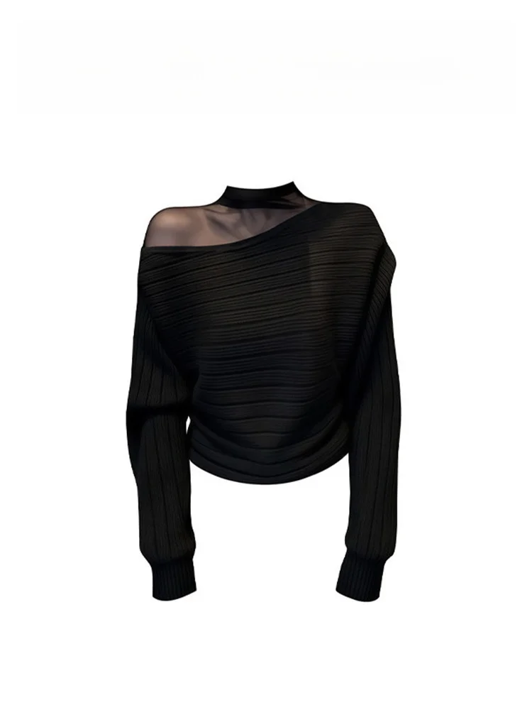 

Slim Fit Black Knitted Sweater Women's Fashion Spring New Design Korean Style Regular Sleeve Long Sleeve Comfortable Softness