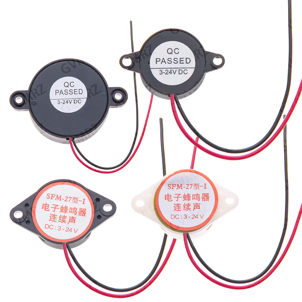Wired Active Buzzer Assortment Kit 3-24V SFM-20B/SFM-27 (White/Black)/SHD4216  DC Continuous Sound for Arduino & Alarm Systems
