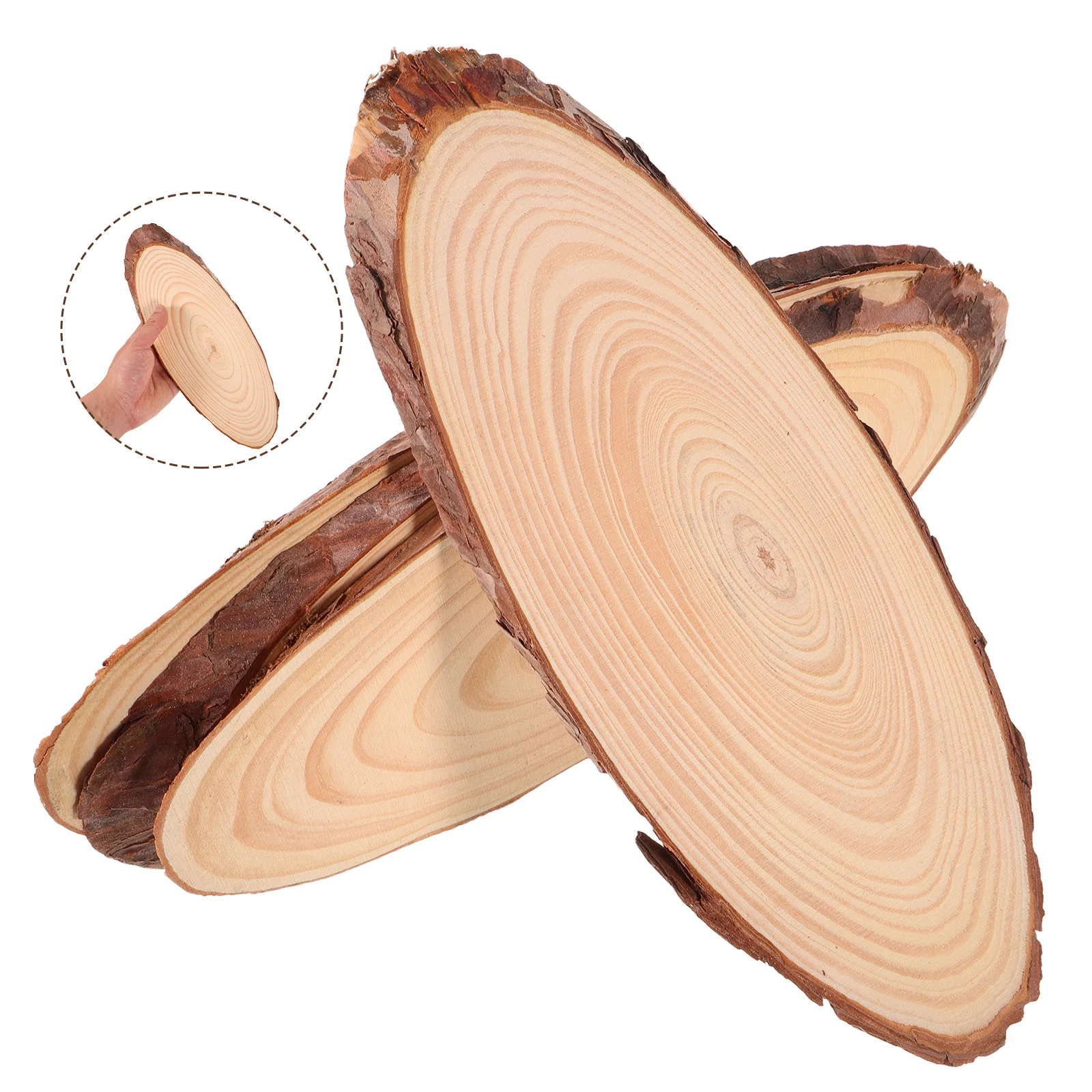 

4 PCS Pyrification Wood Chips Hanging Ornaments Unfinished Natural Slices Tree Bark Paper Cut