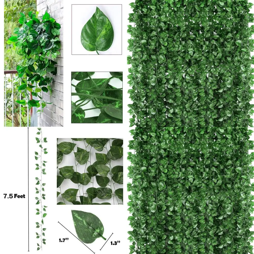 

72ft 96pc Artificial Green Ivy Garland with Leaves for Home Wall Decor