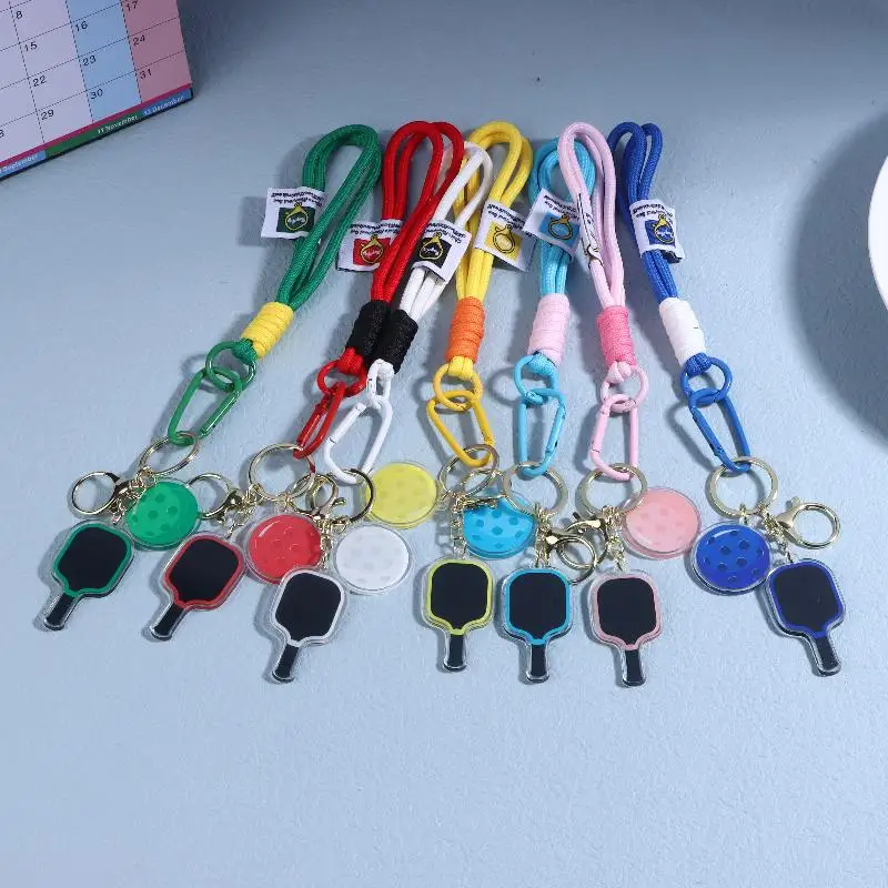 [J] Creative Pickleball Racket Metal Keychain Colorful Hollow Ball Keychains Dink Ball Fans Party Gift Bag Pendant