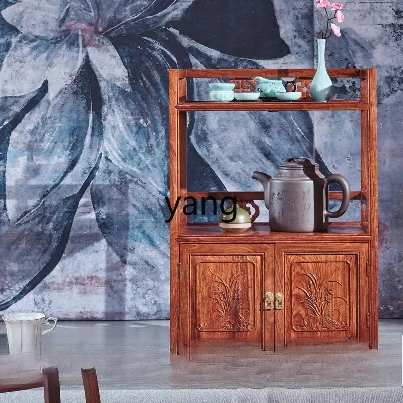 LTT  mahogany hedgehog red sandalwood tea cabinet rosewood meal side wine cabinet solid wood shelf