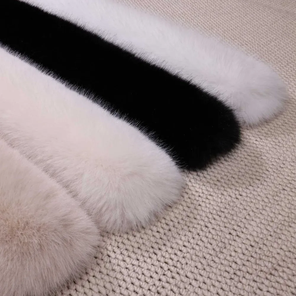 All-match Solid Color Faux Fur Scarf Double-sided Warm Neck Warmer Windproof Elegant Women Winter Scarves Unisex