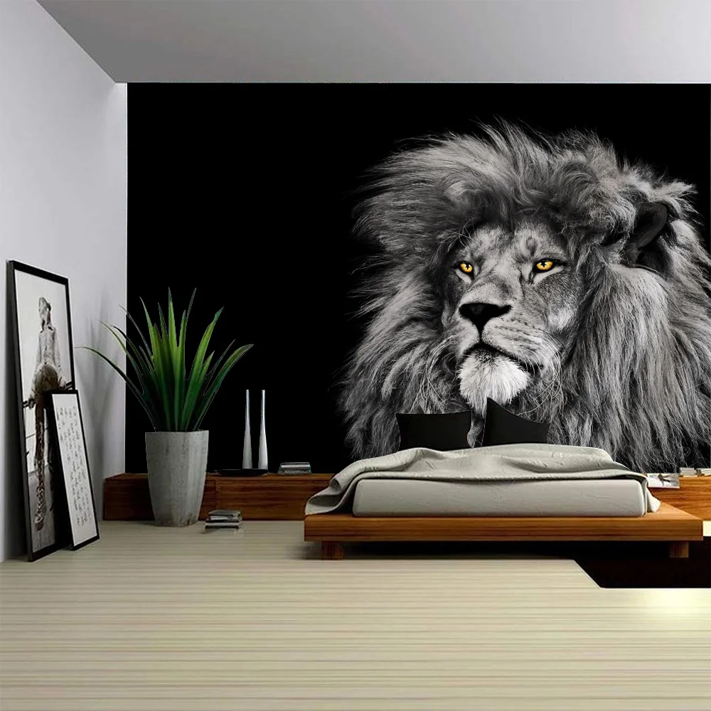 

Lion decorated tapestry, hippie Bohemian style wall decoration, wall hanging, animal landscape decoration, bedroom and dormitory