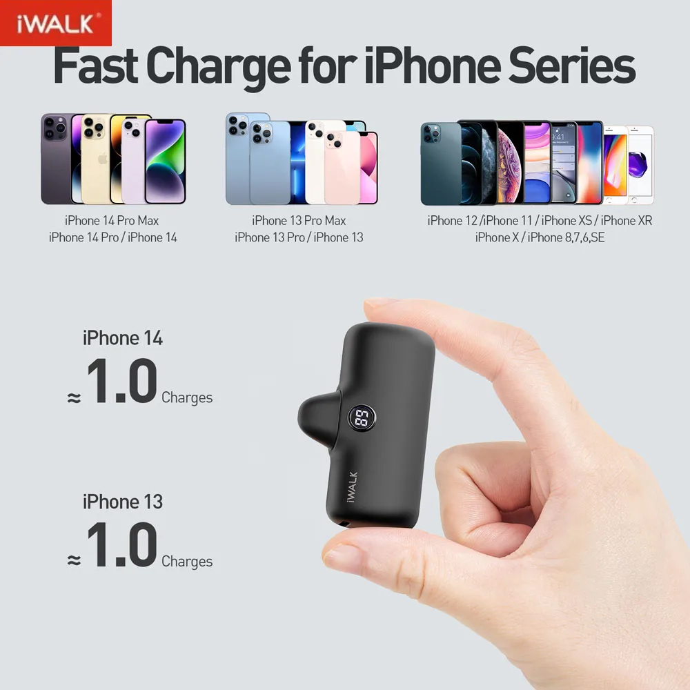 

iWALK Power Banks Portable Battery Bank Fast Charge Charger for Iphone Powerbank 4800mAh External Mobile Ultra Mini Banks