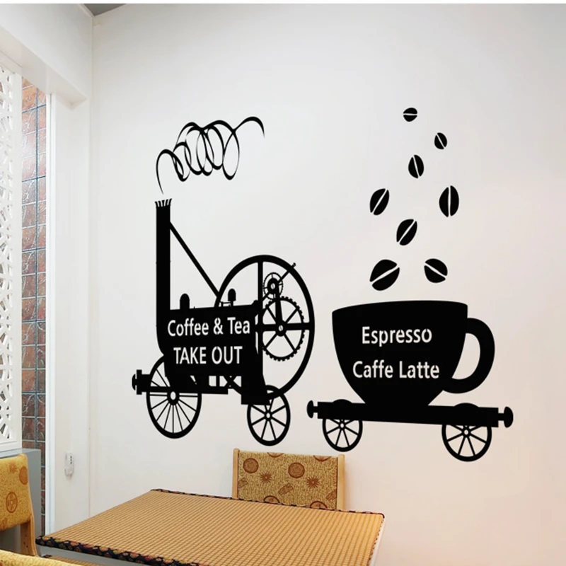 Coffee Shop Sticker Glass Decal Cafe Poster Vinyl Art Wall Decor Mural Break Milk Tea 1001