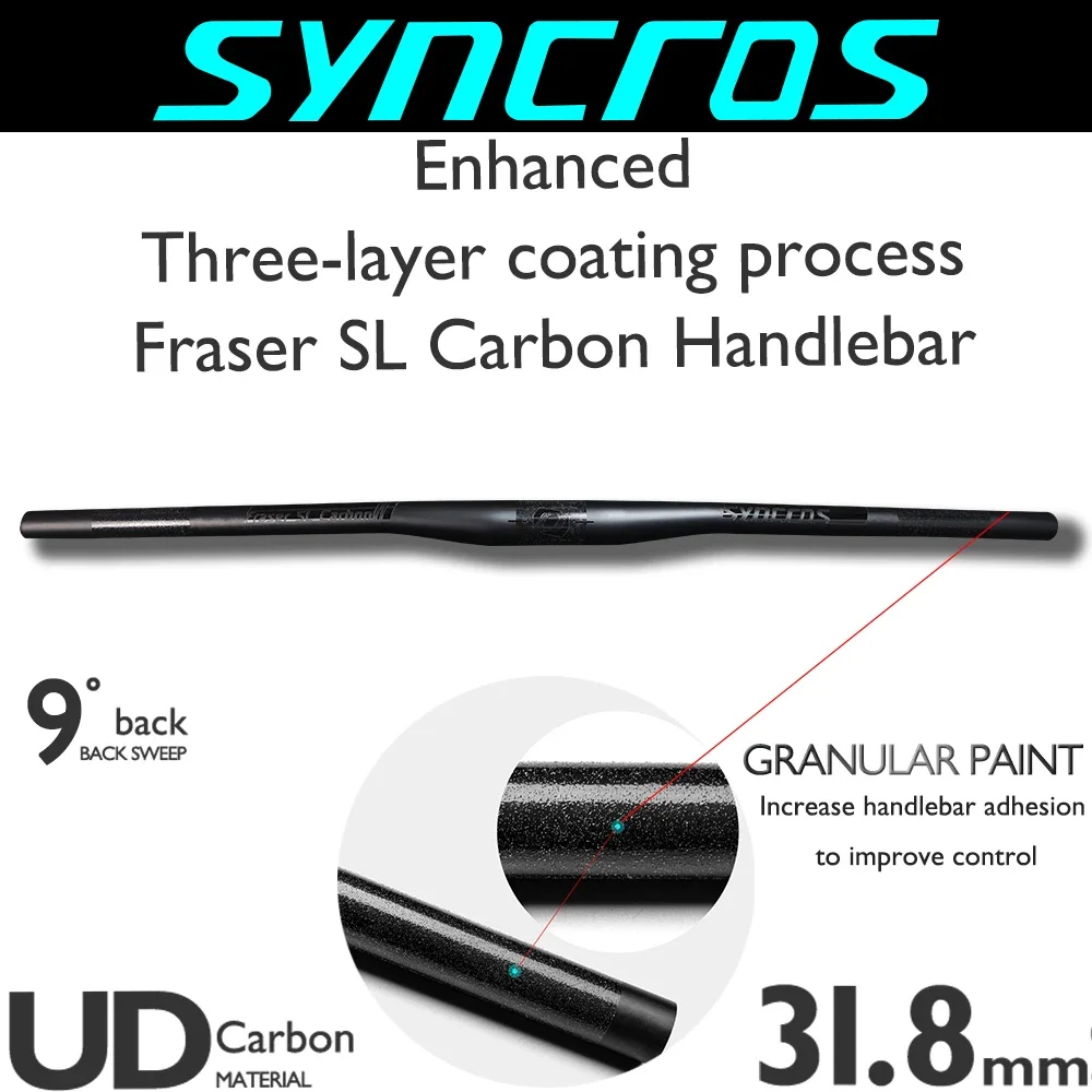 

Syncros-Full Carbon Fiber Mountain Bike Handlebar, Matte Black, MTB Bicycle Parts, 31.8x680mm, 700mm, 720mm, 740mm